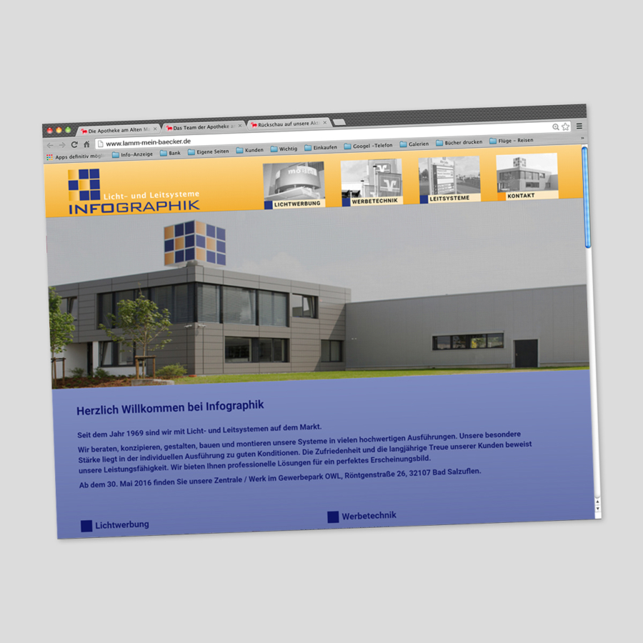 Homepage eines Unternehmens für Licht- und Leitsysteme