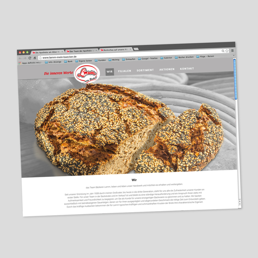 Internetseite für einen Bäcker- und Konditoreibetrieb